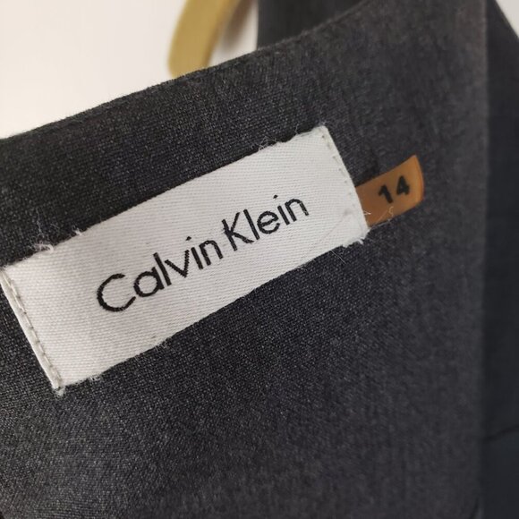 Calvin Klein Boat Neck Sleeveless Dress Gathered Side Gray Business Size 14 - Picture 8 of 9